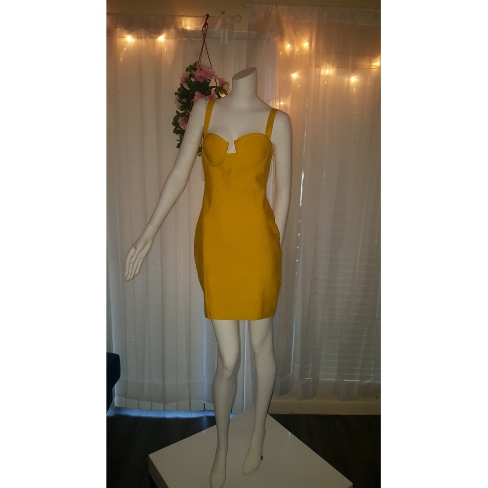 Neon yellow bondage dress